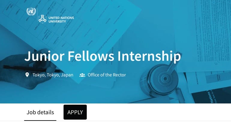 UNU Junior Fellows Internship 2026 in Japan (Paid)